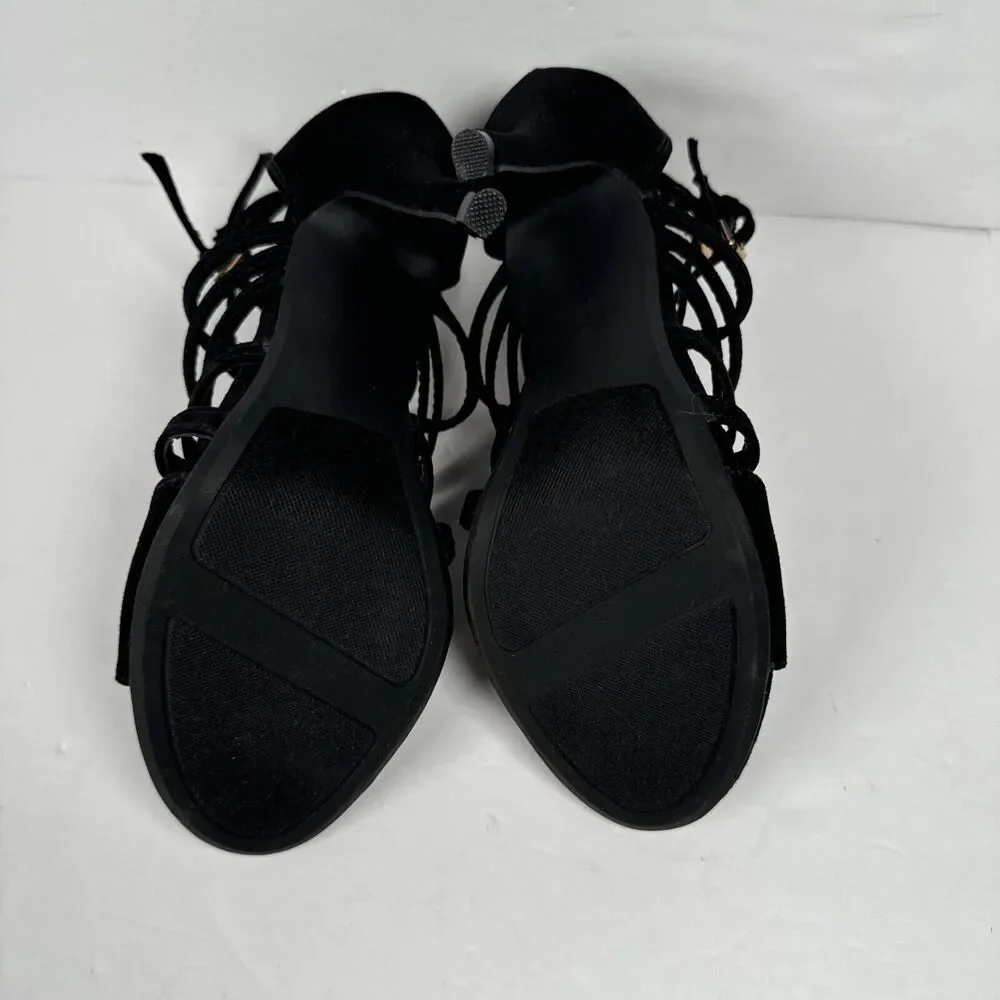 Lauren Conrad Black‎ Stappy open-toed shoes size 6.5 Stiletto Heels Back Zip